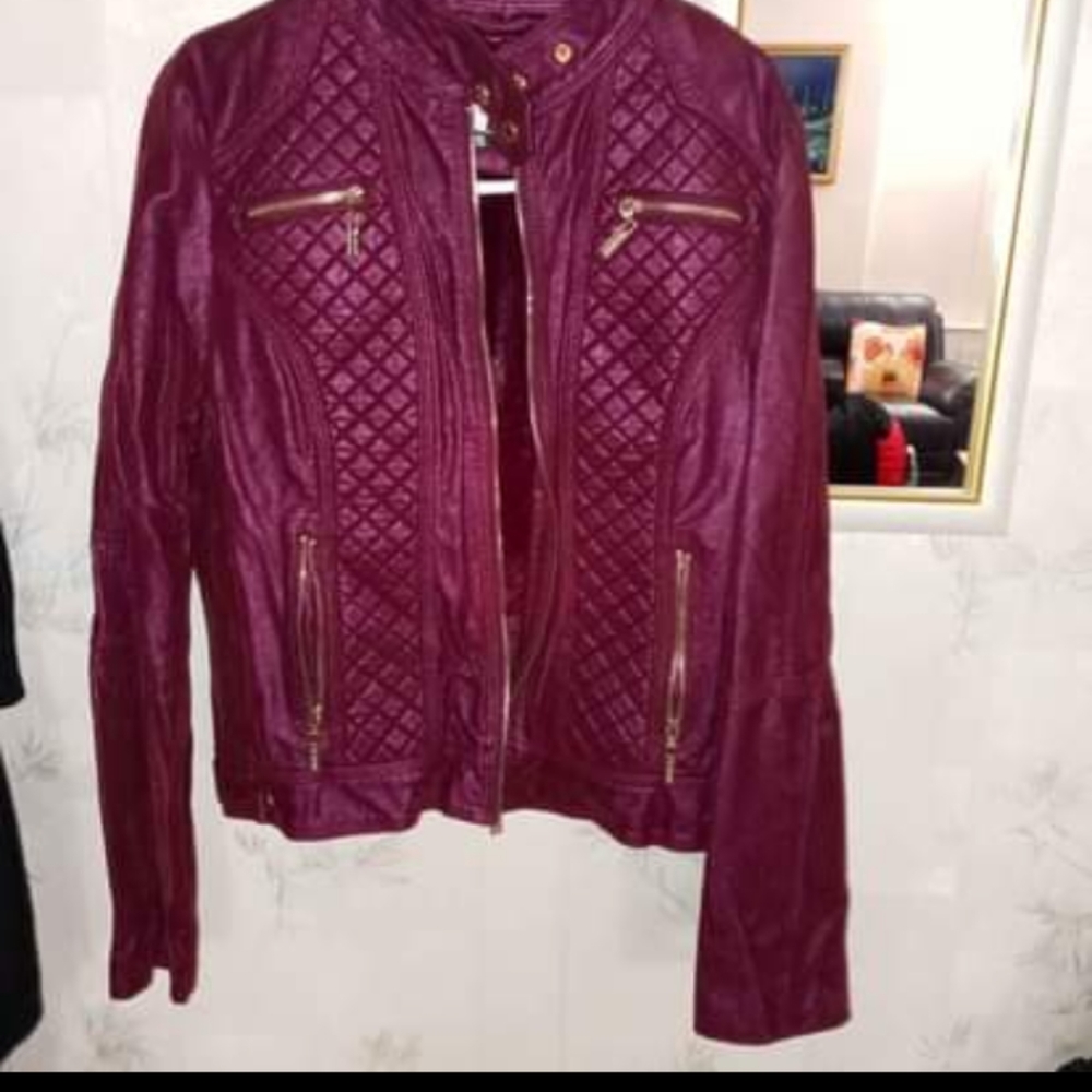 Purple jacket with faux fur lining